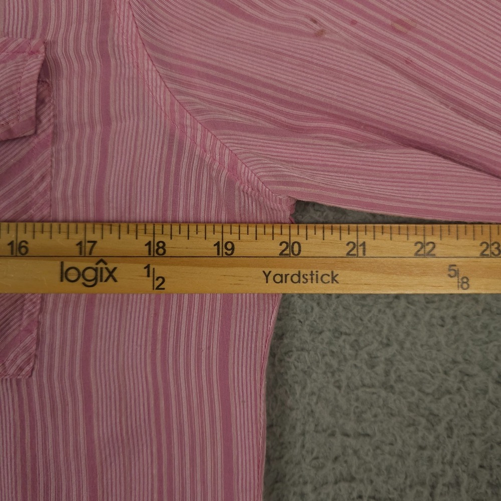 Chicos Shirt Womens 0 US Small Pink Striped Silk Linen Blend Button Up Casual - Picture 4 of 9